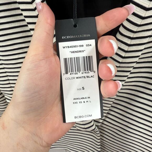 BCBG Women’s Small Black White Striped Hendrix Blazer New - Picture 3 of 6